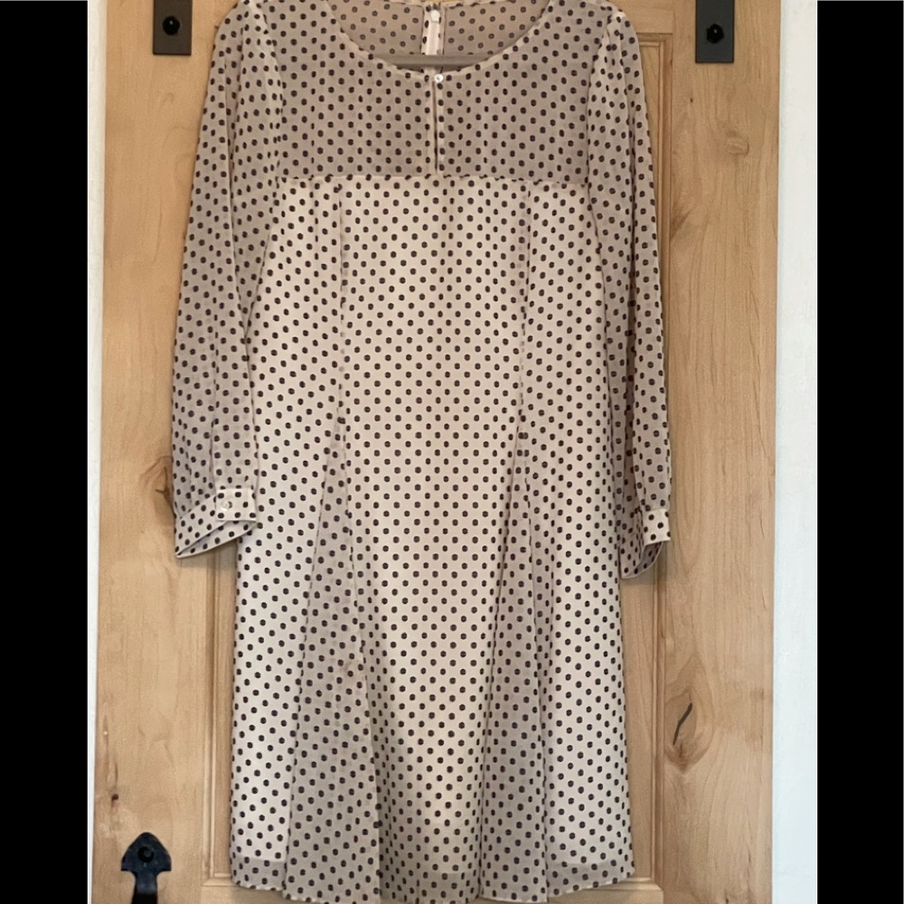 J. Crew tan lined With black little nubby’s (like Swiss dot)
